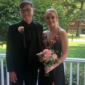 embroidered corset lace-up gown